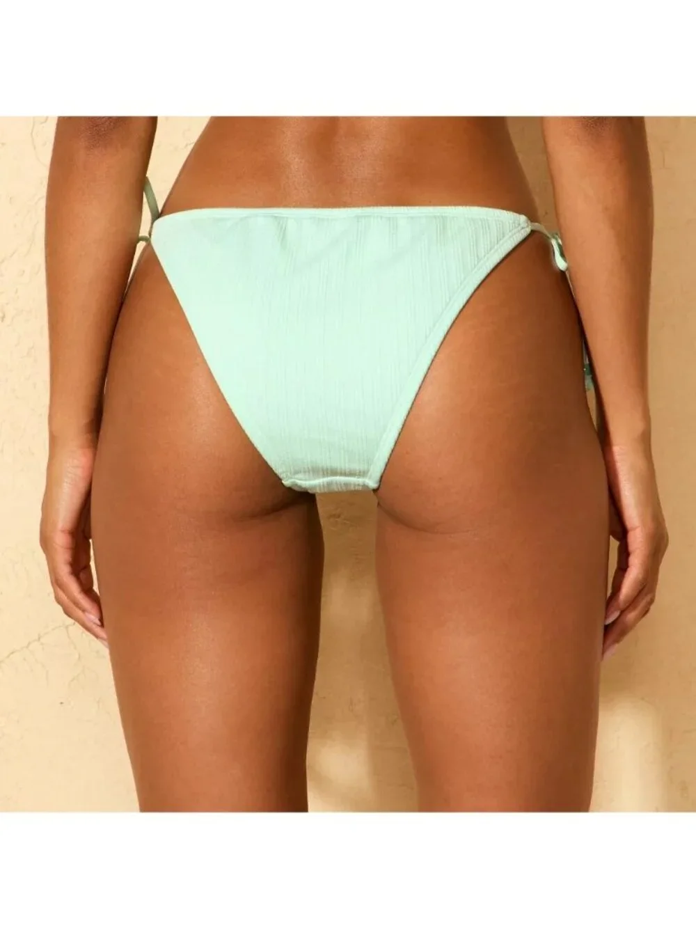 NEW Wild Fable Ribbed Low-Rise High Leg Extra Cheeky Side-Tie Bikini Bottom